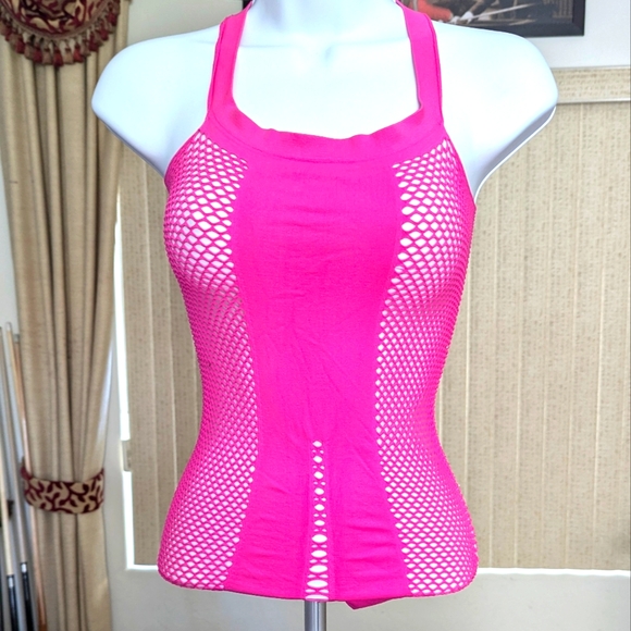 Pink Fishnet Mini Dress - Picture 1 of 3